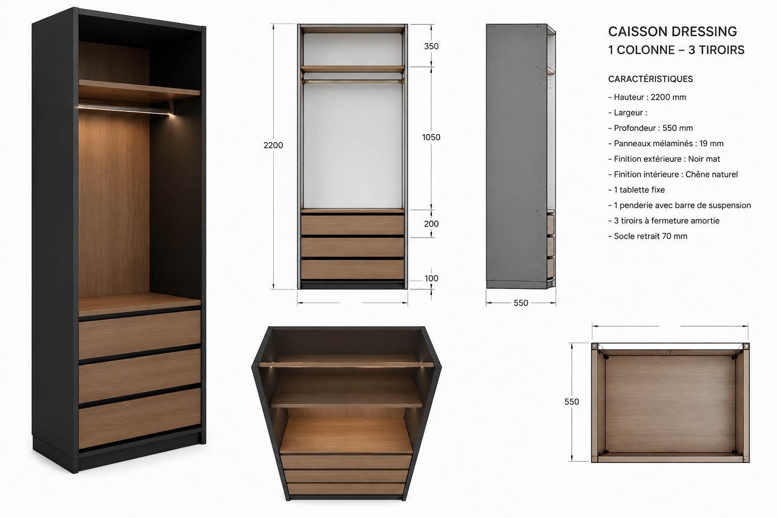 Dressing sur mesure Brasa caissons exclusifs
