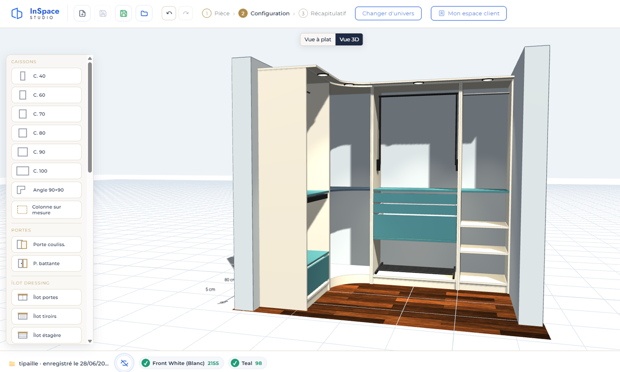 Conception 3D dans InSpace Studio