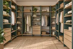Dressing en U · Vert + Chêne
