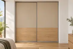 Placard à portes coulissantes : Mojave + Chêne · rails gris